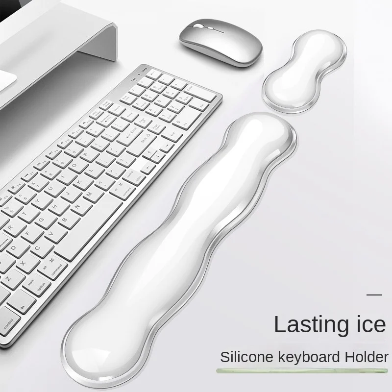 Mouse pad with wrist rest, keyboard rest, anti slip silicone